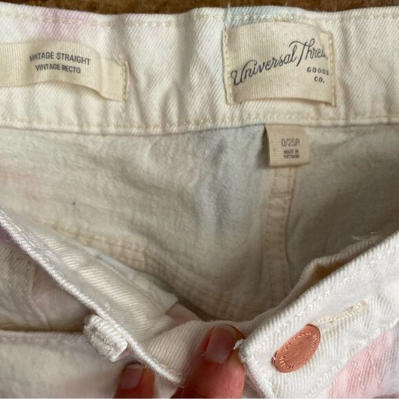 UNIVERSAL Thread‎ Women's Size 0 High Rise Vintage Straight White tie dye Jeans - Picture 3 of 5